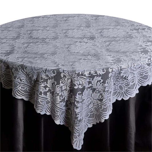 Lace 90"x90" Table Overlay Square Tablecloth White - Classic Design for Timeless Celebrations Overlays PROstorez Default Title