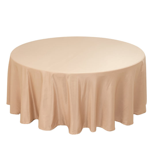 Lamour Satin 108" Round Tablecloth Nude - Durable & Silk-Like Table Cover Tablecloths HIER_2184