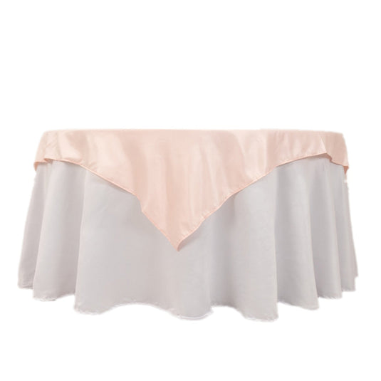 Lamour Satin 54"x54" Table Overlay Square Tablecloth Blush - Durable & Silk-Like Table Cover Overlays HIER_2184