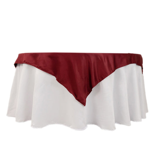 Lamour Satin 54"x54" Table Overlay Square Tablecloth Burgundy - Durable & Silk-Like Table Cover Overlays HIER_2184