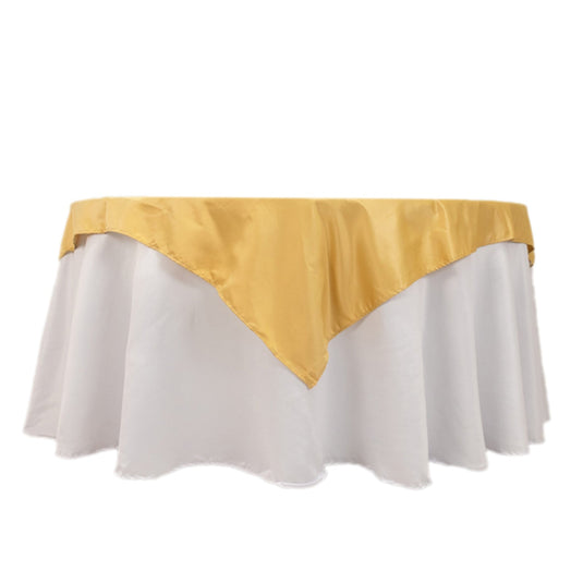 Lamour Satin 54"x54" Table Overlay Square Tablecloth Champagne - Durable & Silk-Like Table Cover Overlays HIER_2184