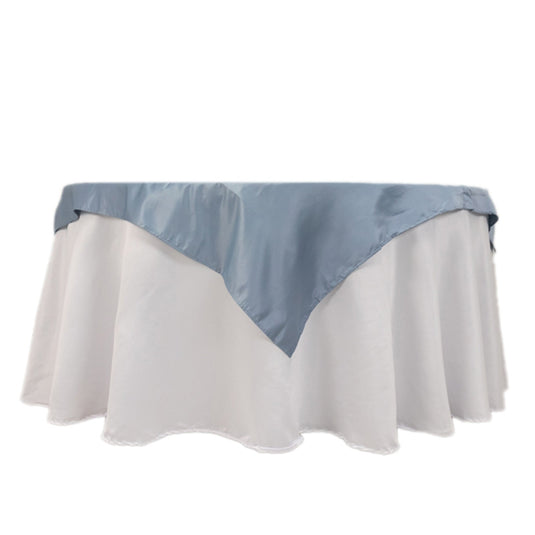 Lamour Satin 54"x54" Table Overlay Square Tablecloth Dusty Blue - Durable & Silk-Like Table Cover Overlays HIER_2184