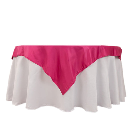 Lamour Satin 54"x54" Table Overlay Square Tablecloth Fuchsia - Durable & Silk-Like Table Cover Overlays HIER_2184