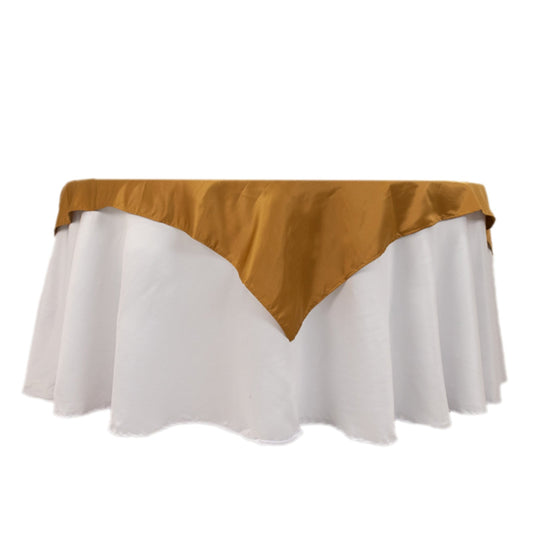 Lamour Satin 54"x54" Table Overlay Square Tablecloth Gold - Durable & Silk-Like Table Cover for Weddings & Parties Overlays HIER_2184