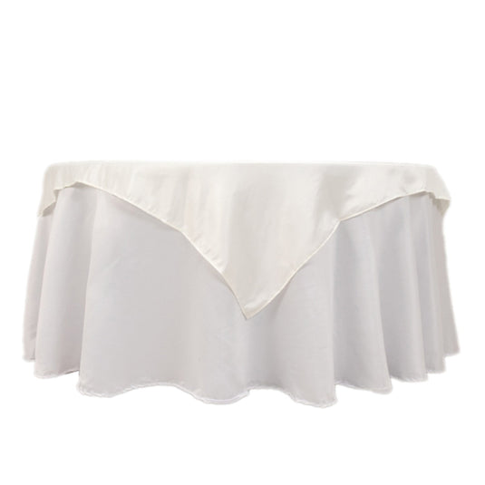 Lamour Satin 54"x54" Table Overlay Square Tablecloth Ivory - Durable & Silk-Like Table Cover Overlays HIER_2184