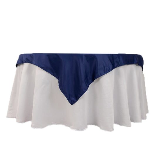 Lamour Satin 54"x54" Table Overlay Square Tablecloth Navy Blue - Durable & Silk-Like Table Cover Overlays HIER_2184