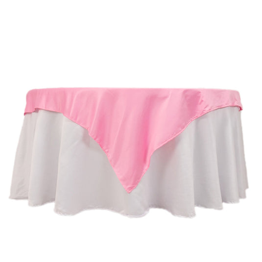 Lamour Satin 54"x54" Table Overlay Square Tablecloth Pink - Durable & Silk-Like Table Cover Overlays HIER_2184