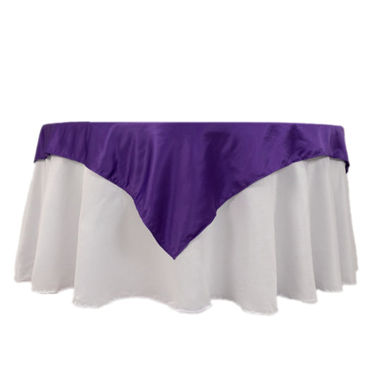 Lamour Satin 54"x54" Table Overlay Square Tablecloth Purple - Durable & Silk-Like Table Cover Overlays HIER_2184