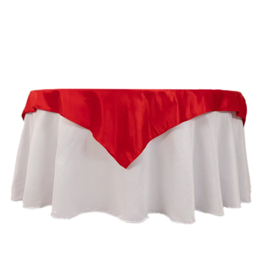 Lamour Satin 54"x54" Table Overlay Square Tablecloth Red - Durable & Silk-Like Table Cover Overlays HIER_2184