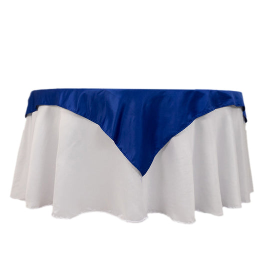 Lamour Satin 54"x54" Table Overlay Square Tablecloth Royal Blue - Durable & Silk-Like Table Cover Overlays HIER_2184