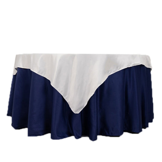 Lamour Satin 54"x54" Table Overlay Square Tablecloth White - Durable & Silk-Like Table Cover for Weddings & Parties Overlays HIER_2184