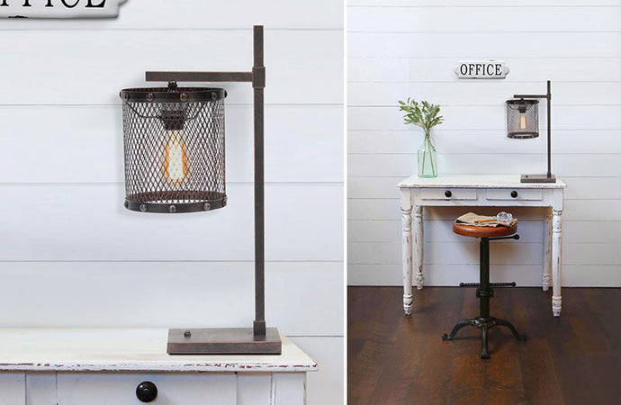 Rustic Caged Overhanging Desk Lamp General UMA