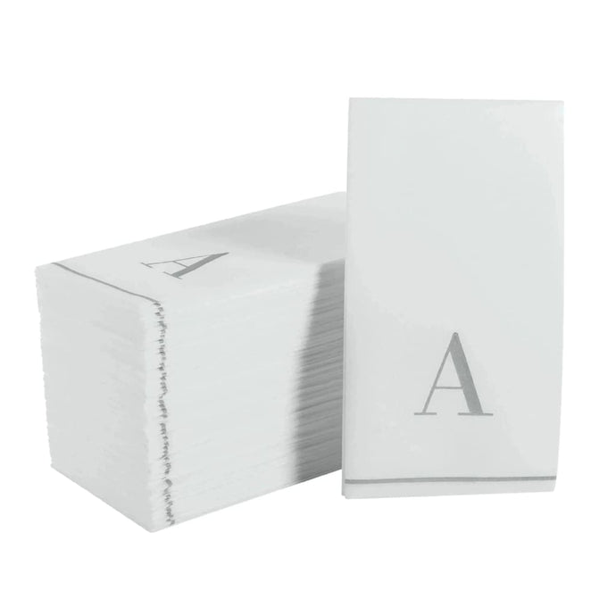 Letter A Silver Monogram Paper Disposable Dinner Napkins | 14 Napkins Napkins Luxe Party NYC