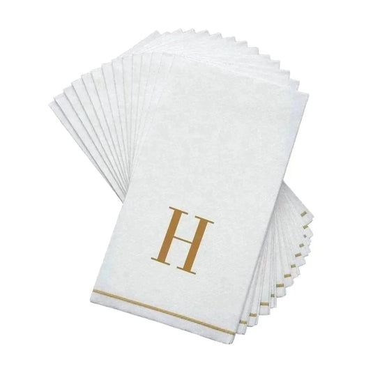 Letter H Gold Monogram Paper Disposable Dinner Napkins | 14 Napkins Napkins Luxe Party NYC