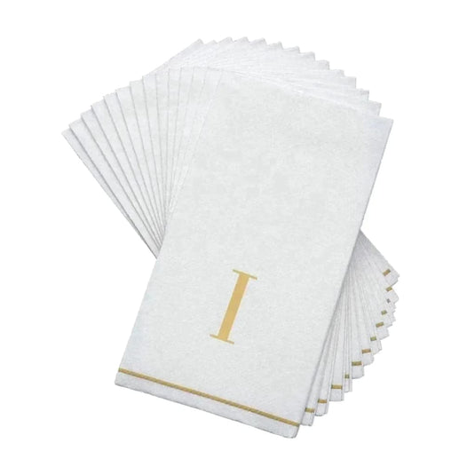 Letter I Gold Monogram Paper Disposable Dinner Napkins | 14 Napkins Napkins Luxe Party NYC