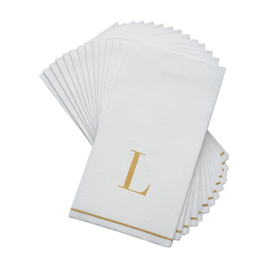 Letter L Gold Monogram Paper Disposable Dinner Napkins | 14 Napkins Napkins Luxe Party NYC