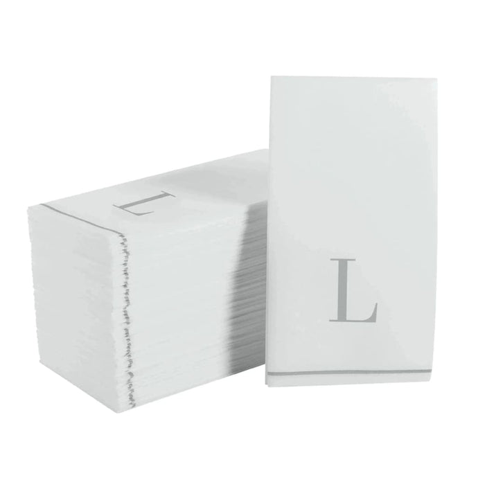 Letter L Silver Monogram Paper Disposable Dinner Napkins | 14 Napkins Napkins Luxe Party NYC