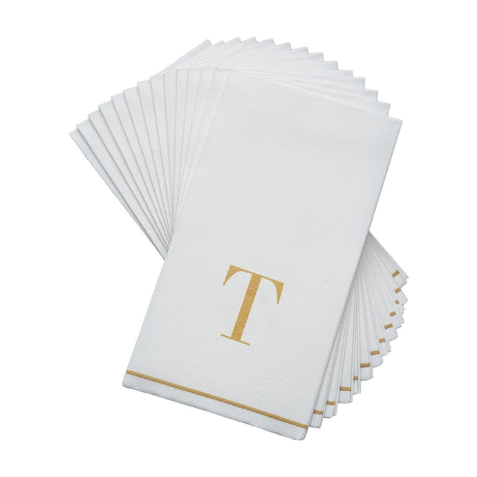 Letter T Gold Monogram Paper Disposable Dinner Napkins | 14 Napkins Napkins Luxe Party NYC