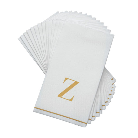 Letter Z Gold Monogram Paper Disposable Dinner Napkins | 14 Napkins Napkins Luxe Party NYC