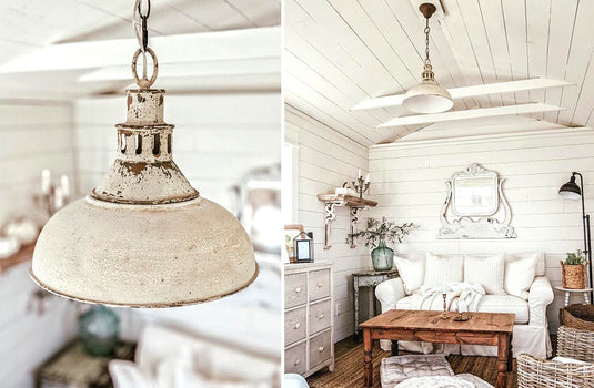 Distressed White Barn Pendant Light General CT