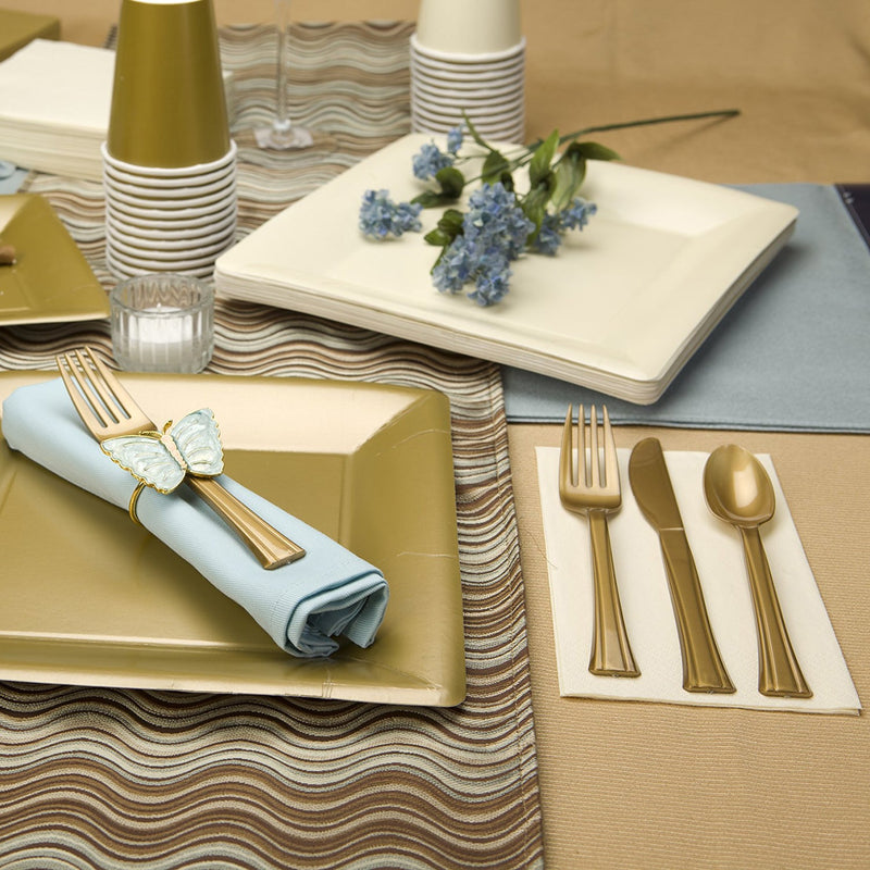 Load image into Gallery viewer, Lillian Tablesettings Extra Strong Quality Gold Premium Plastic Forks Cutlery Lillian
