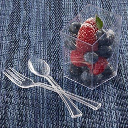 Mini Plastic Spoons/Forks Clear Combo 4.5 inch Serverware Lillian