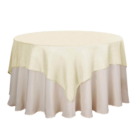 Linen 72"x72" Table Overlay Square Tablecloth Ivory - Slubby Textured Wrinkle-Resistant Design for Stylish Occasions Overlays PROstorez Default Title