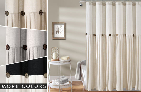 Linen Button Shower Curtain, Pick Your Color General Decor Steals