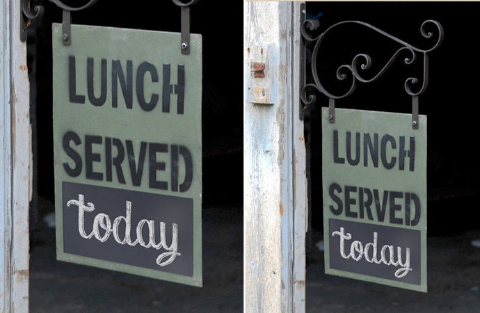 Distressed Lunch Board With Metal Bracket General PPD