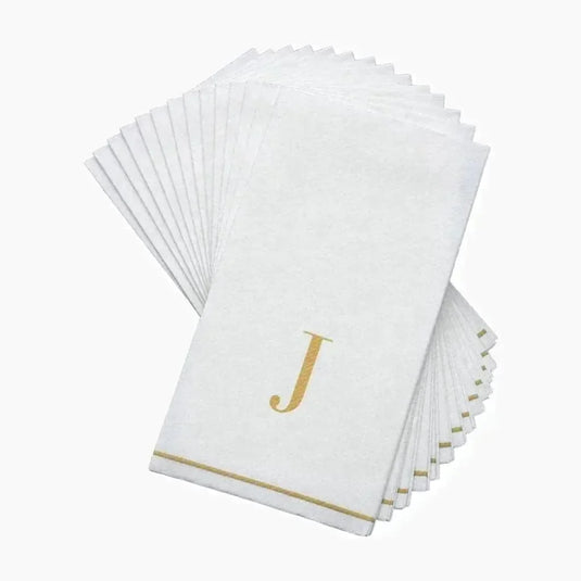 Letter J Gold Monogram Paper Disposable Dinner Napkins | 14 Napkins Napkins Luxe Party NYC