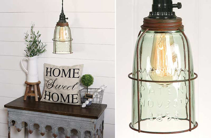 Caged Mason Jar Pendant Lamp General CT