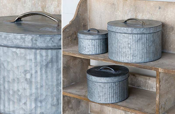 Round Corrugated Tin Containers Set of 3 General PHC