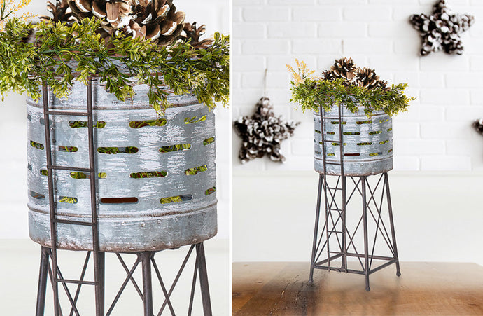 Galvanized Metal Water Tower Planter General DCI