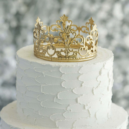 Metal Princess Crown Cake Topper Gold - Exquisite Cake Centerpiece Decor for Quinceañeras Bridal Showers & Fairytale-Themed Events 2" Decorations HIER_7540 Default Title