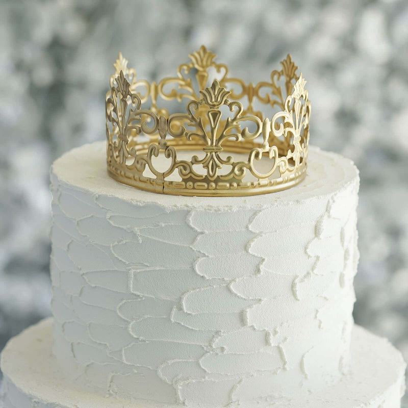 Metal Princess Crown Cake Topper Gold - Exquisite Cake Centerpiece Decor for Quinceañeras Bridal Showers & Fairytale-Themed Events 2" Decorations PROstorez Default Title