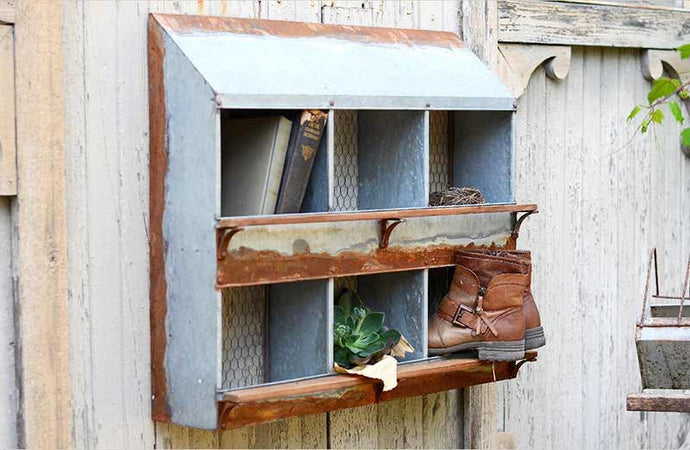 Aged Galvanized Metal Wall Cubby General PPD