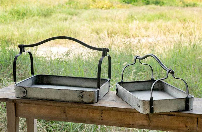 Artisan Metal Tray With Handles Set of 2 General PHC