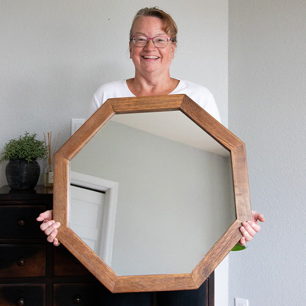 Octagon Wood Frame Mirror General ABH