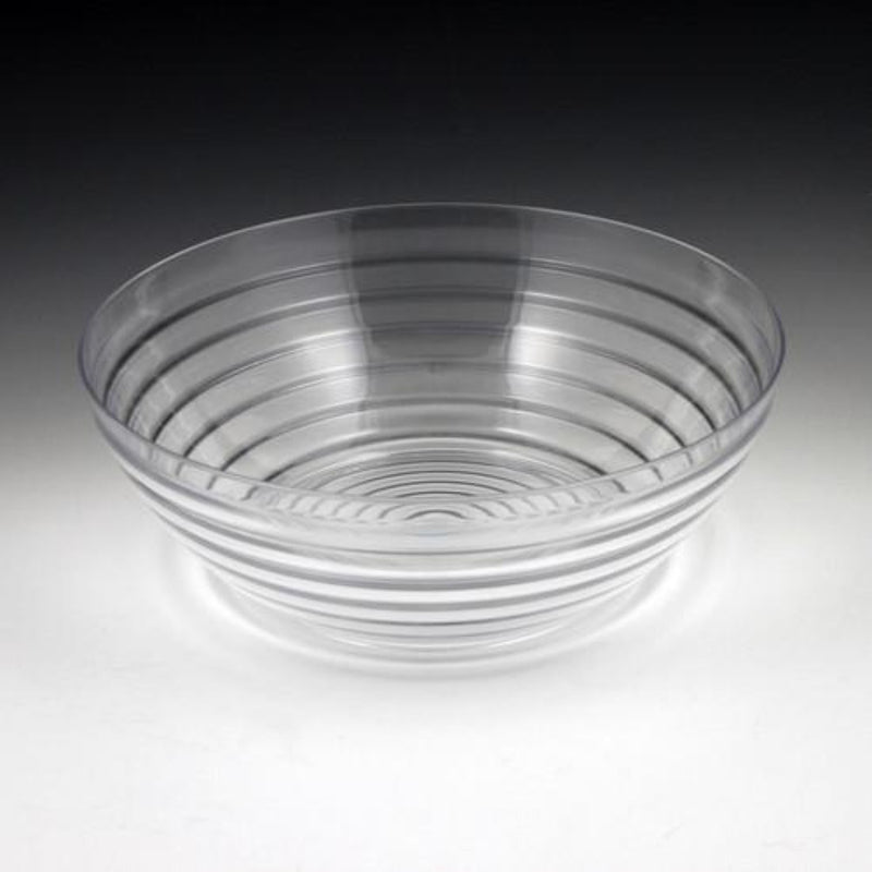 Load image into Gallery viewer, Large Plastic Round Clear Ringed Serving Bowl 11&quot; Extra heavy weight Serverware Party Dimensions
