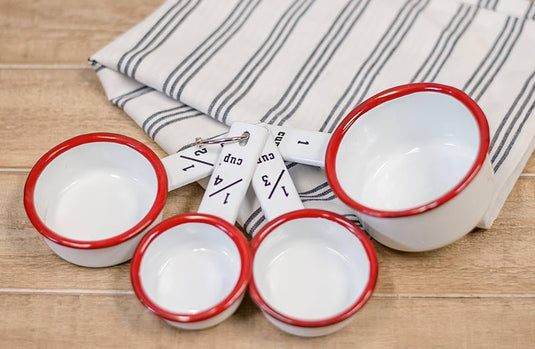 Red Rim Enamel Measuring Cup Set General VIP