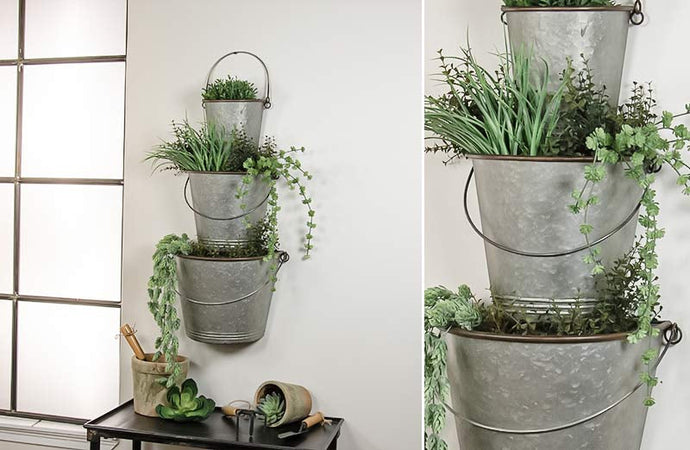 Stacked Galvanized Metal Hanging Pails General VIP