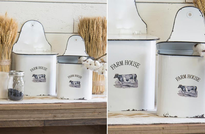 Farmhouse Enamel Wall Containers Set of 2 General VIP