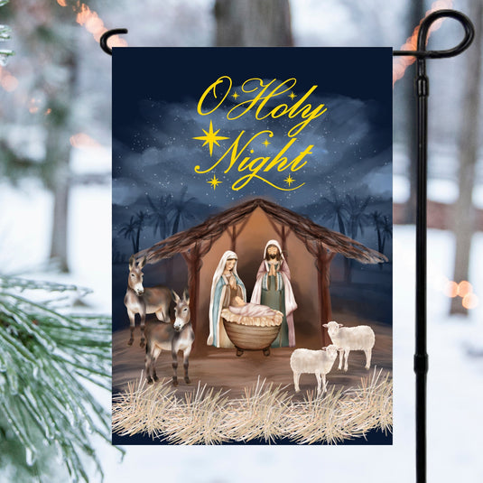 O Holy Night Garden Flag 12x18 inch Gift Cotton and Crate