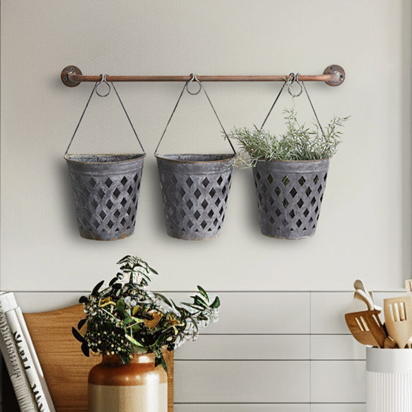 Half Round Open Weave Metal Wall Buckets, Set of Three Whats trending CT