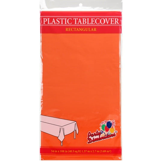 Tablecover Plastic Orange Rectangular 54'' X 108'' Table Cover Party Dimensions