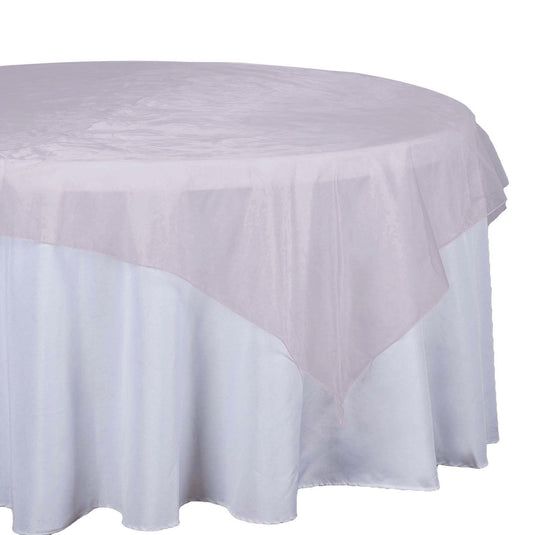 Organza 72"x72" Table Overlay Square Tablecloth Pink - Sheer Design for Stylish Events Overlays HIER_2190