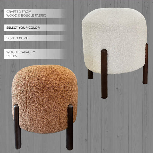 19 Inch Boucle Ottoman, Choose Your Color Must Haves ABH