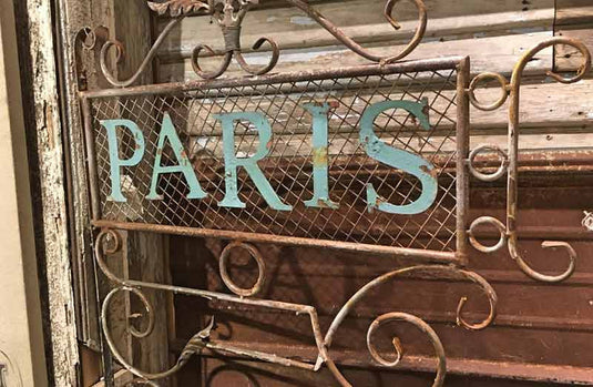 Antique Blue Metal Paris Sign General PPD