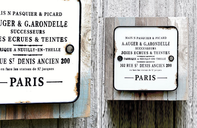 Enamel Paris Sign with Wood Back General PPD