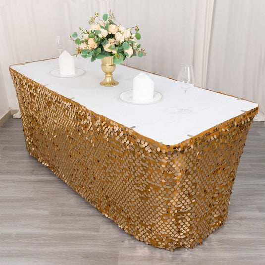 Payette Sequin 21ft Table Skirt Gold - Dual Layered Satin for Shimmering Event Décor Table Skirts PROstorez Default Title